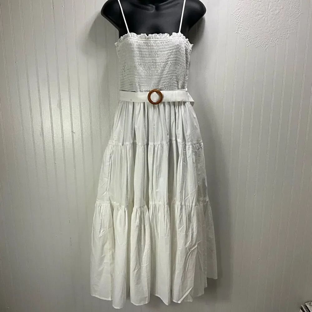 PINK LILY White Tiered Dress